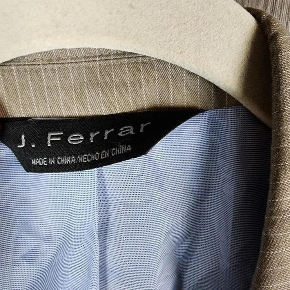 J. Ferrar Mens Tan Pinstripe Blazer Two Button Sport Coat Jacket 44R‎ Regular